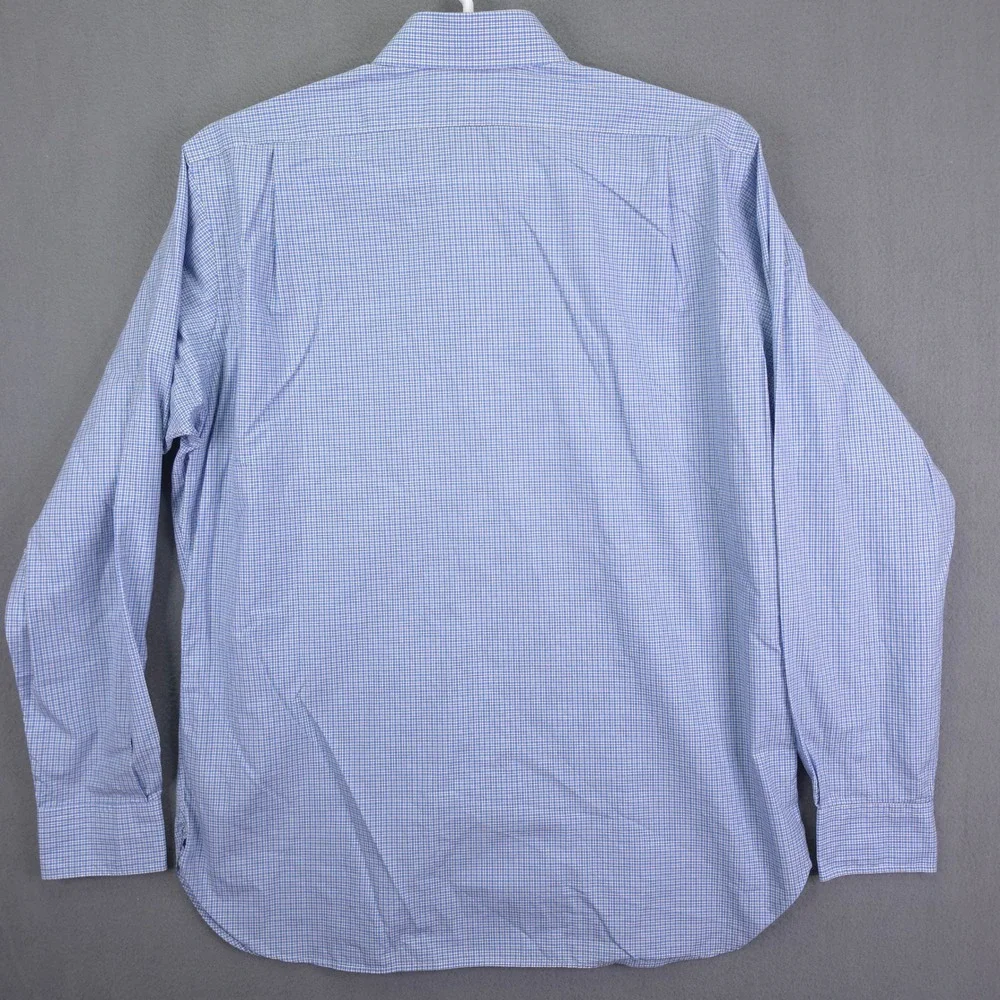 Polo Ralph Lauren Shirt Regent Fit Blue Gingham Check 16.5 L Cotton Dress Shirt
